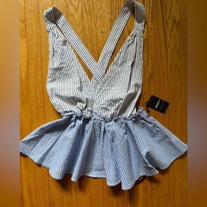 FOREVER21 striped cross back summer tank top US M